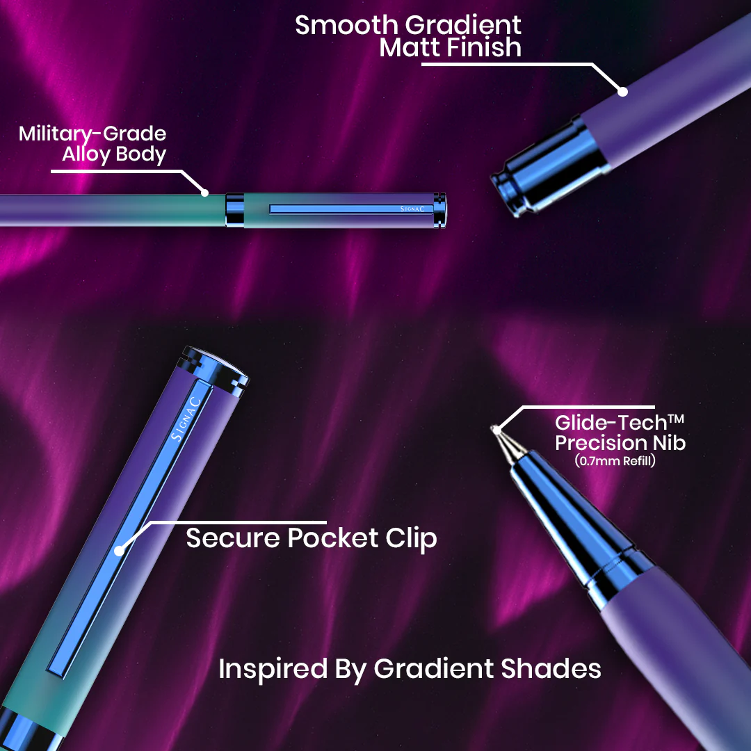 Northern Light Series Dual Shade Premium Metallic Ball Pen with Matte Finish - Fiery Ice - Image 6